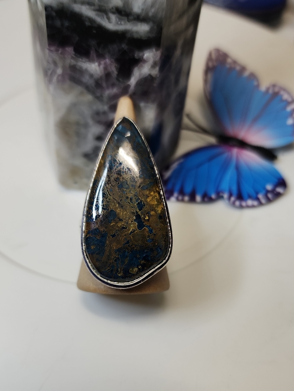 Teardrop Azurite Stone Ring
